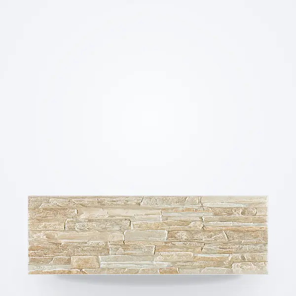 Parement Pamesa TEIDE Beige : carreau 17 × 52 cm à assises de pierre beige en relief, carrelage effet brique
