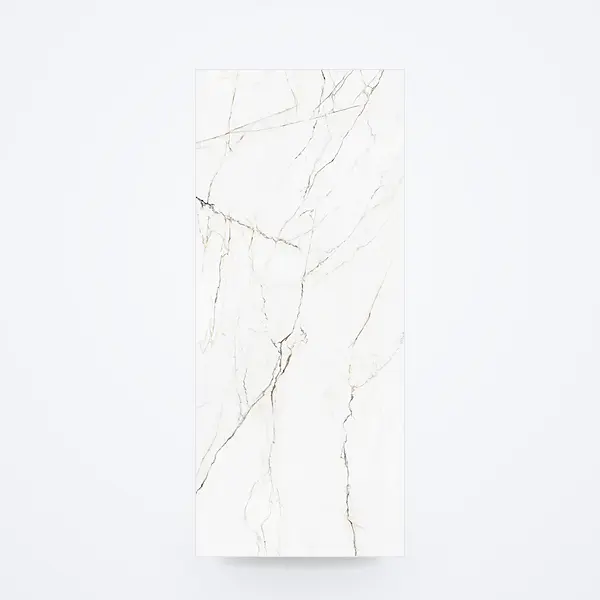 Carrelage effet marbre Pamesa TORANO Dorado : dalle polie 120 × 280 cm blanche à veines dorées, grand format