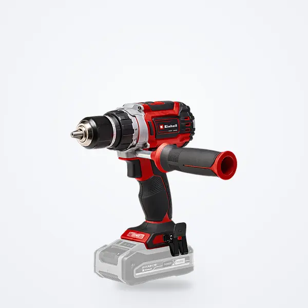 Perceuse-visseuse Einhell Professional TP-CD 18/60 Li BL : corps rouge et noir, batterie en silhouette grise, outil seul