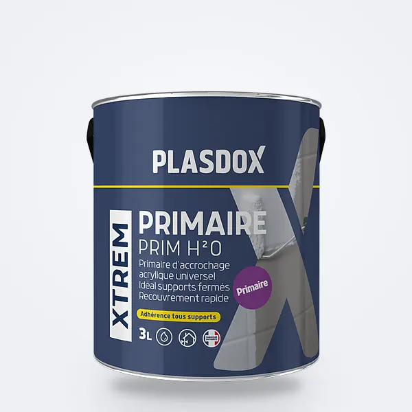Sous-couche Xtrem prim H2O : pot 3 L Plasdox bleu marine, primaire d'accrochage — peinture d'impression