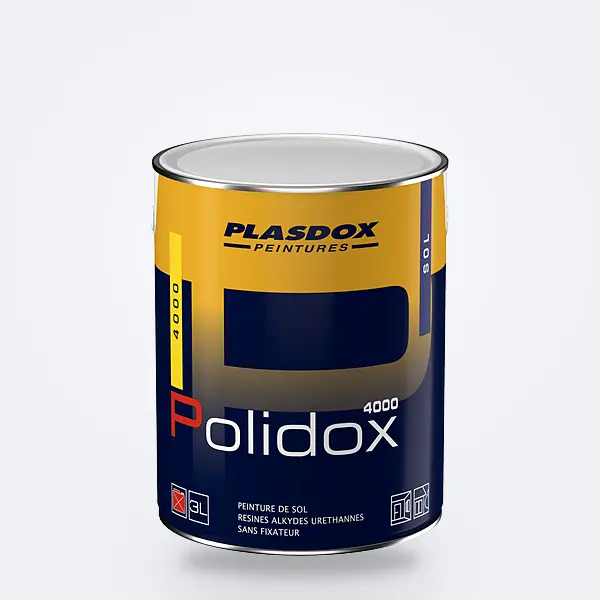 Peinture de sol Polidox 4000 : pot 3 L Plasdox jaune et bleu marine — résines alkydes uréthannes