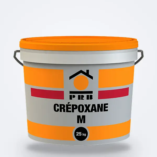 RPE PRB CRÉPOXANE M : seau 25 kg gris et orange à bandeau rouge — revêtement polysiloxane de façade